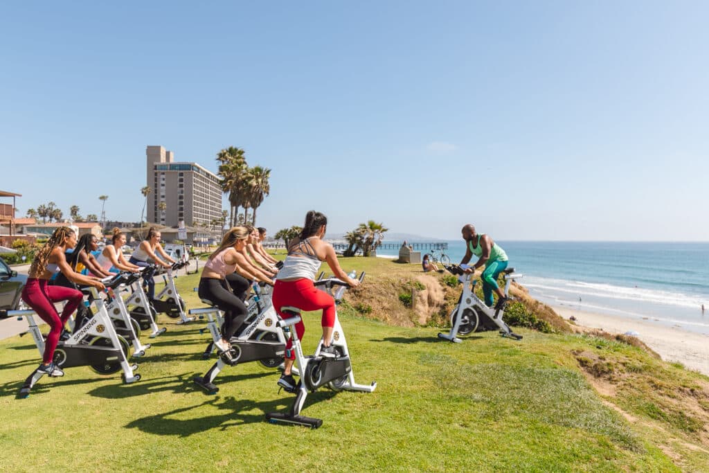 this is our flagship wellness experience-spin on the beach in pacific beach california